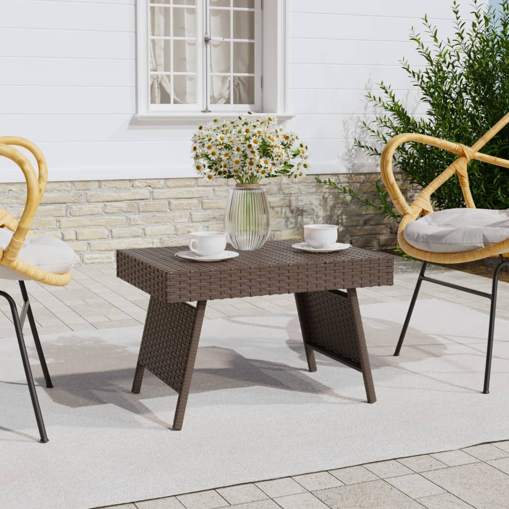 vidaXL Foldable Side Table Outdoor Wicker Folding Couch Table Poly Rattan-1