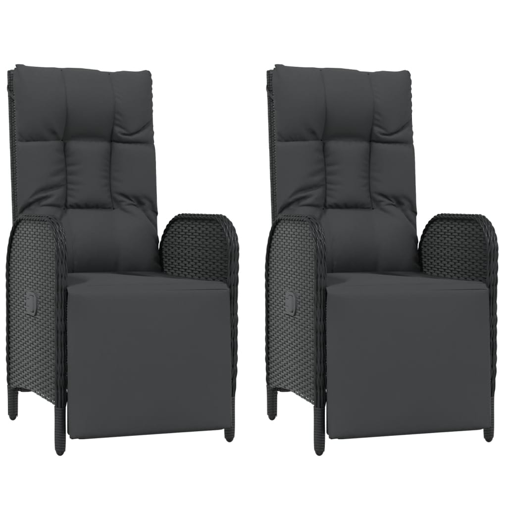 vidaXL Reclining Chair 2 Pcs Outdoor Wicker Armchair with Cushions Poly Rattan-0