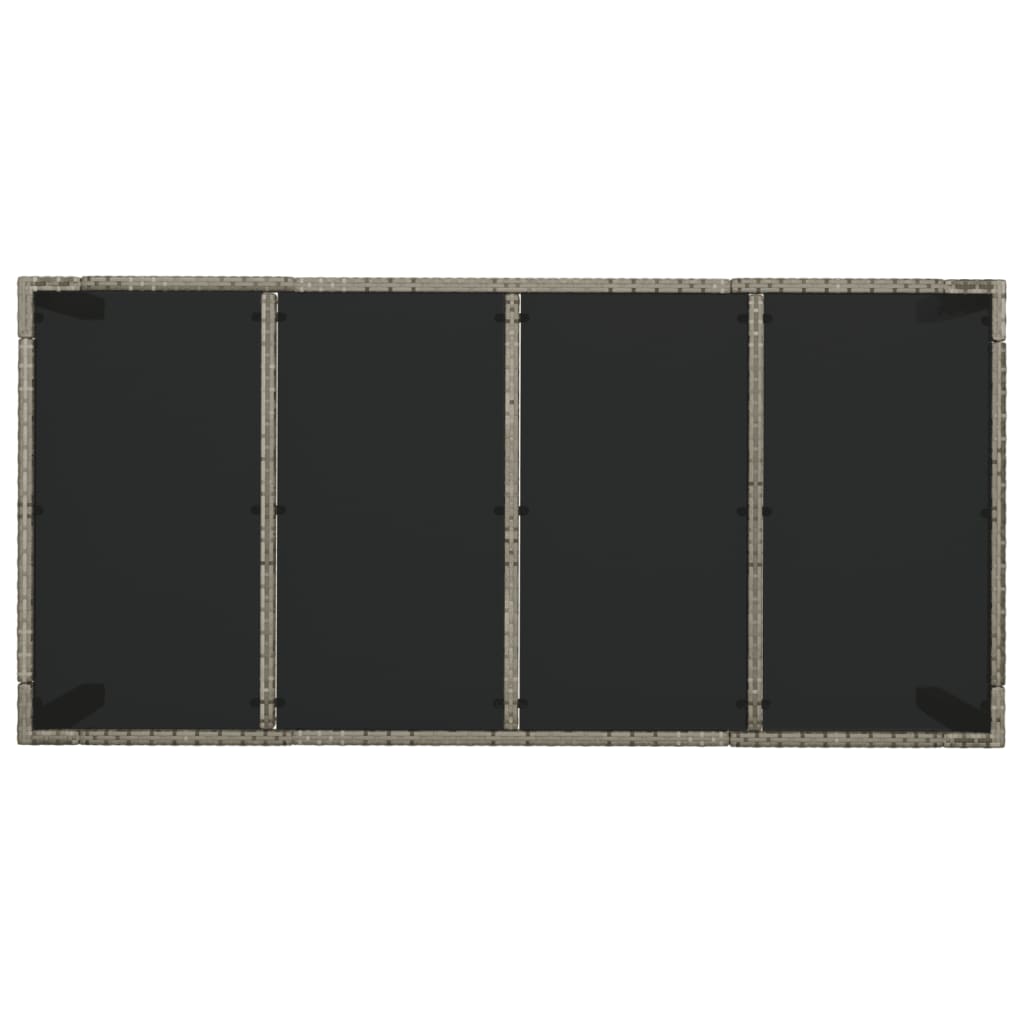 vidaXL Patio Table with Glass Top Gray 74.8"x35.4"x29.5" Poly Rattan-3