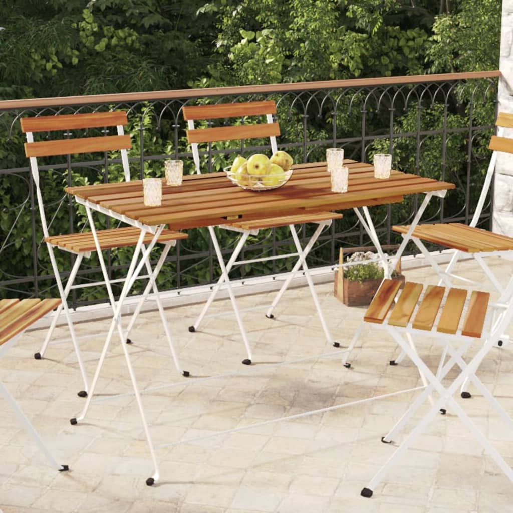 vidaXL Folding Table Bistro Table for Balcony Solid Wood Acacia and Steel-1