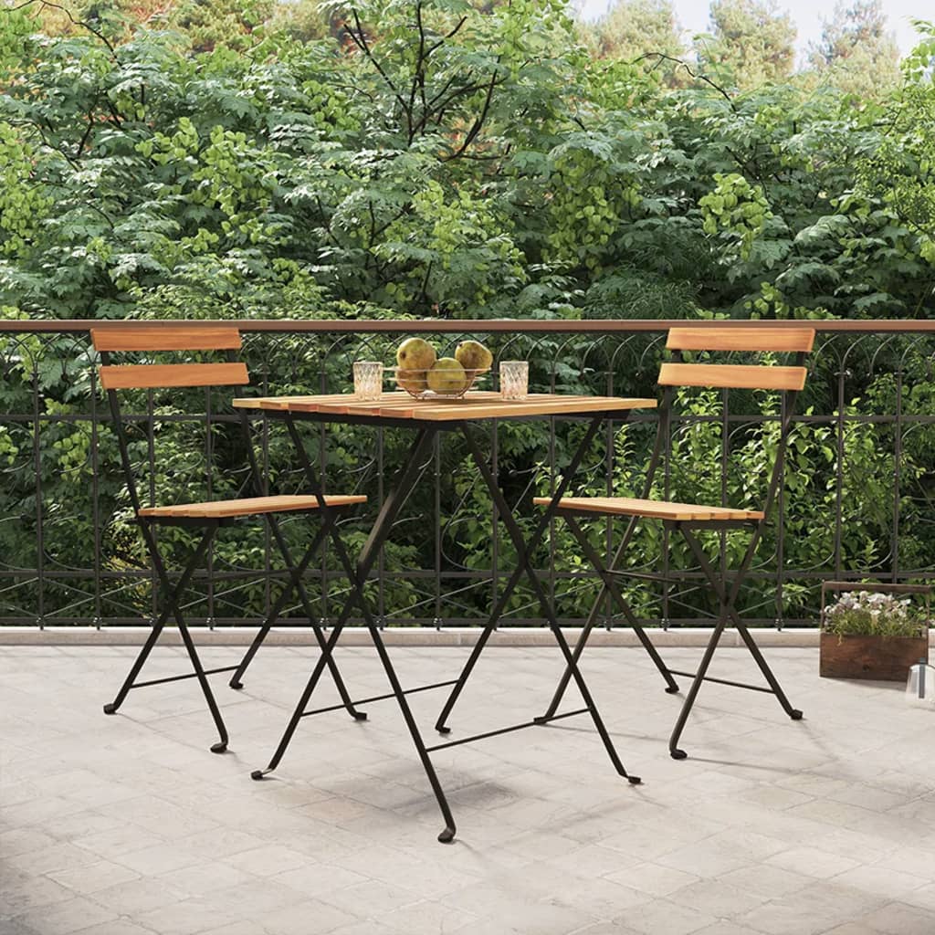 vidaXL Chair Folding Chair Outdoor Patio Furniture Solid Wood Teak and Steel-5