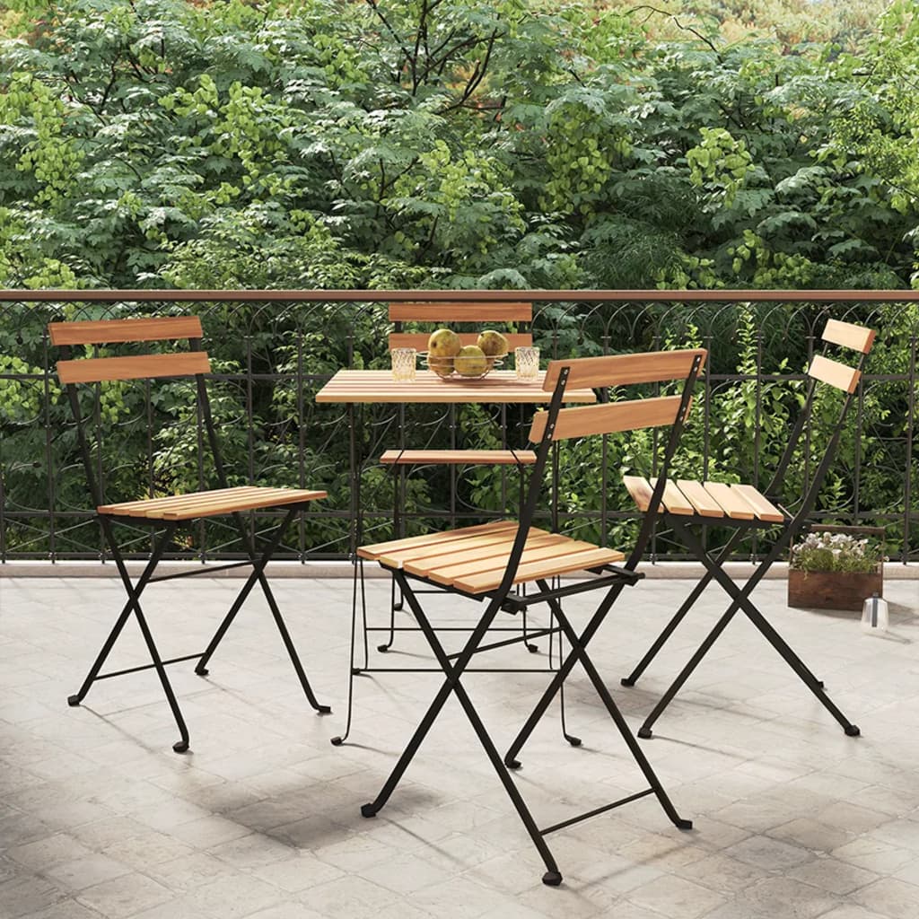 vidaXL Chair Folding Chair Outdoor Patio Furniture Solid Wood Teak and Steel-6
