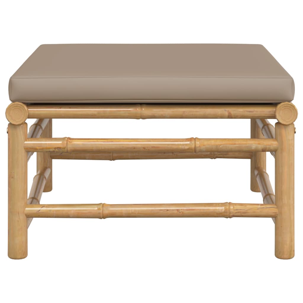 vidaXL Patio Footstool with Taupe Cushion Bamboo-1
