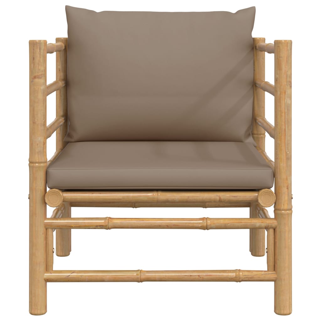vidaXL Patio Sofa with Taupe Cushions Bamboo-1