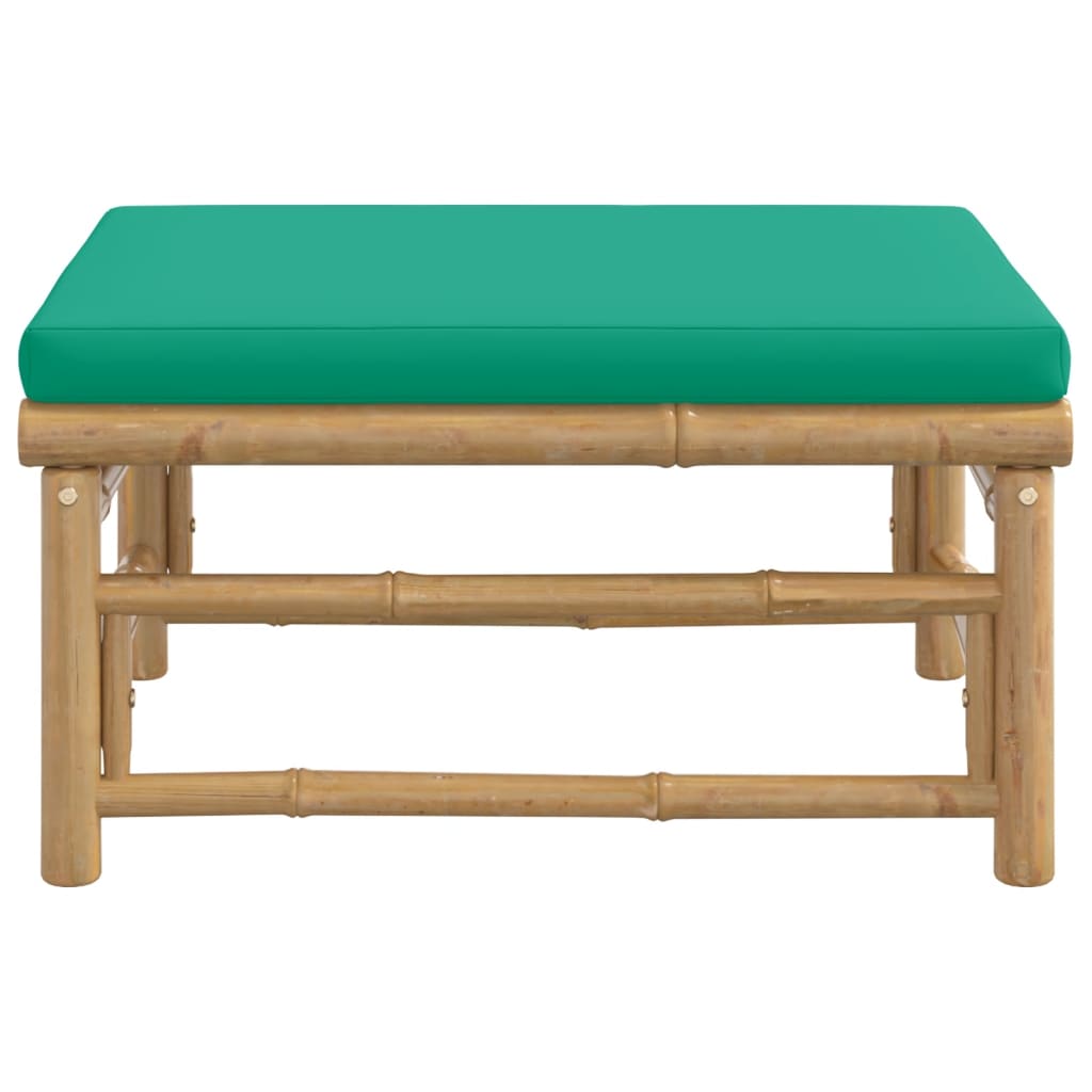 vidaXL Patio Footstool with Green Cushion Bamboo-2