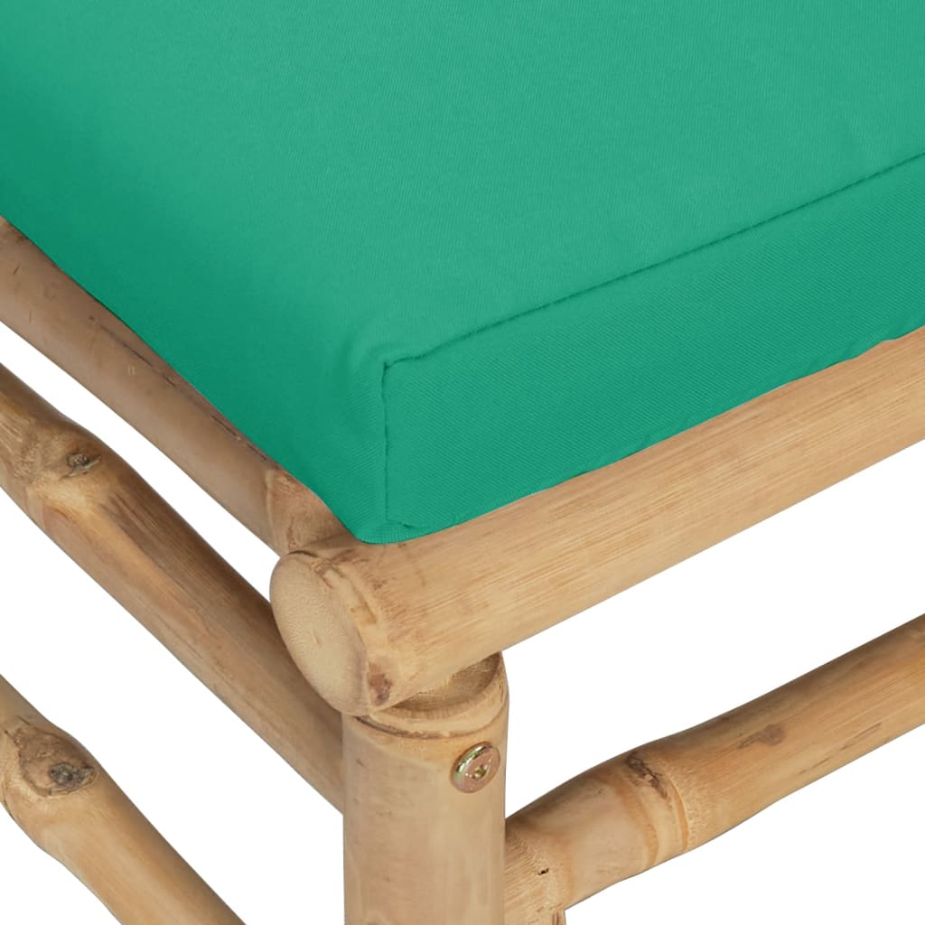 vidaXL Patio Footstool with Green Cushion Bamboo-3