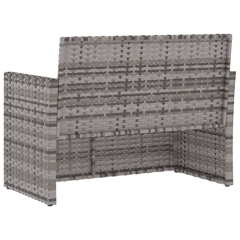 vidaXL Patio Bench with Cushions Gray 41.3" Poly Rattan-4