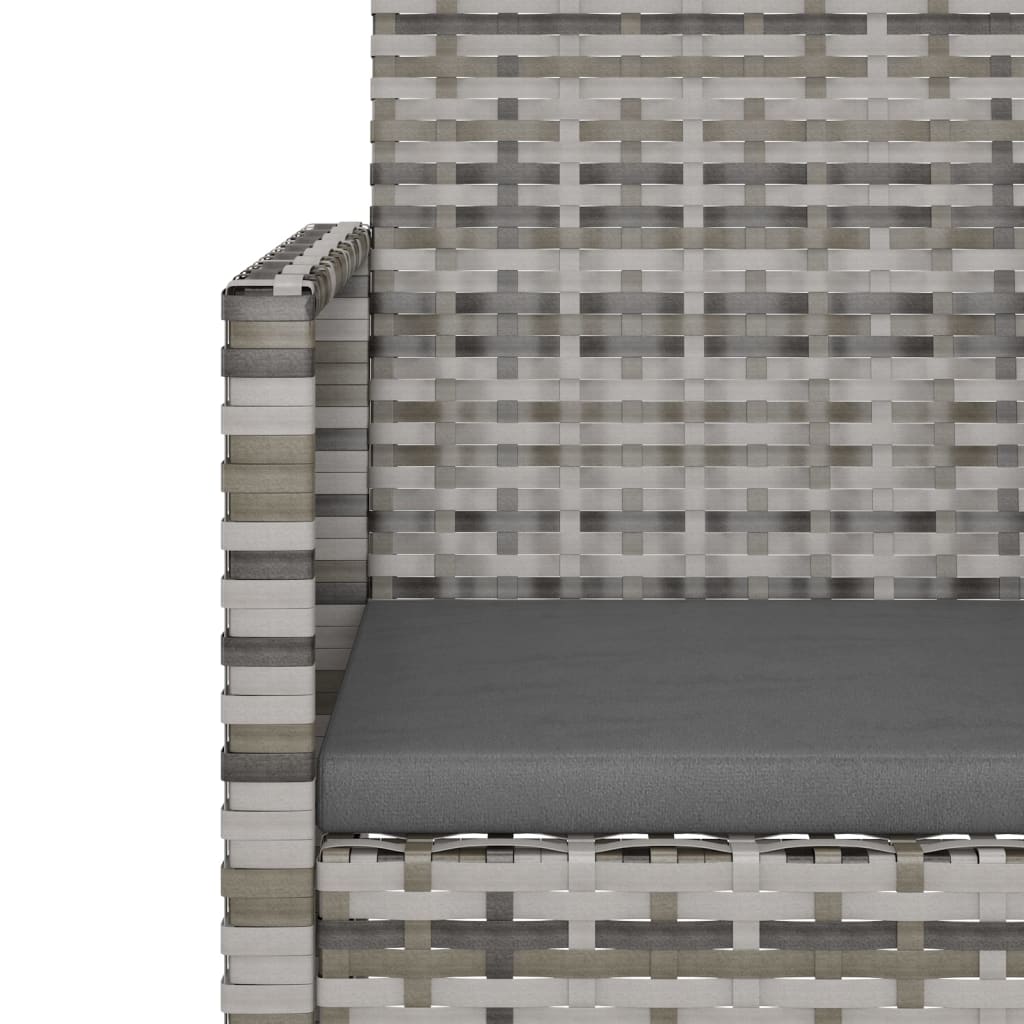 vidaXL Patio Bench with Cushions Gray 41.3" Poly Rattan-5