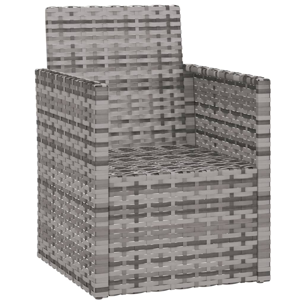 vidaXL Patio Armchair with Cushions Gray Poly Rattan-1
