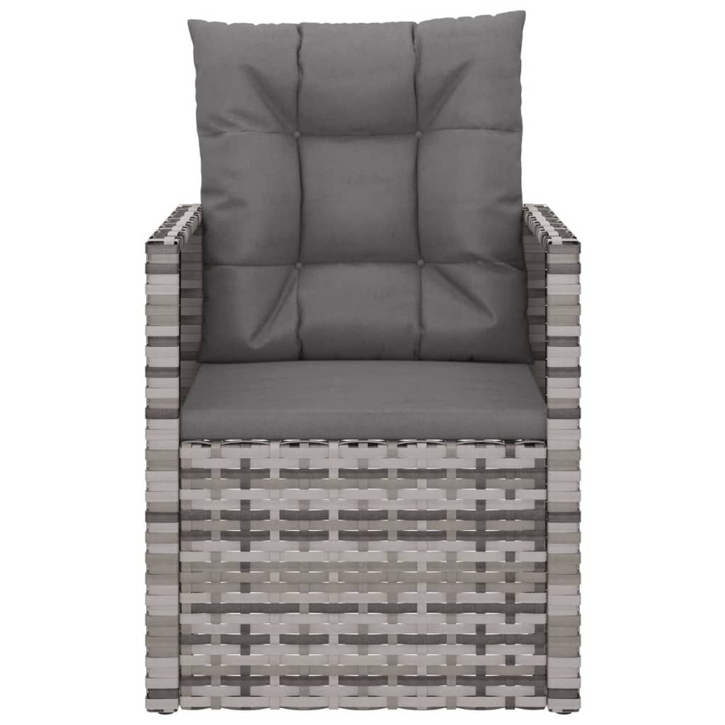 vidaXL Patio Armchair with Cushions Gray Poly Rattan-2
