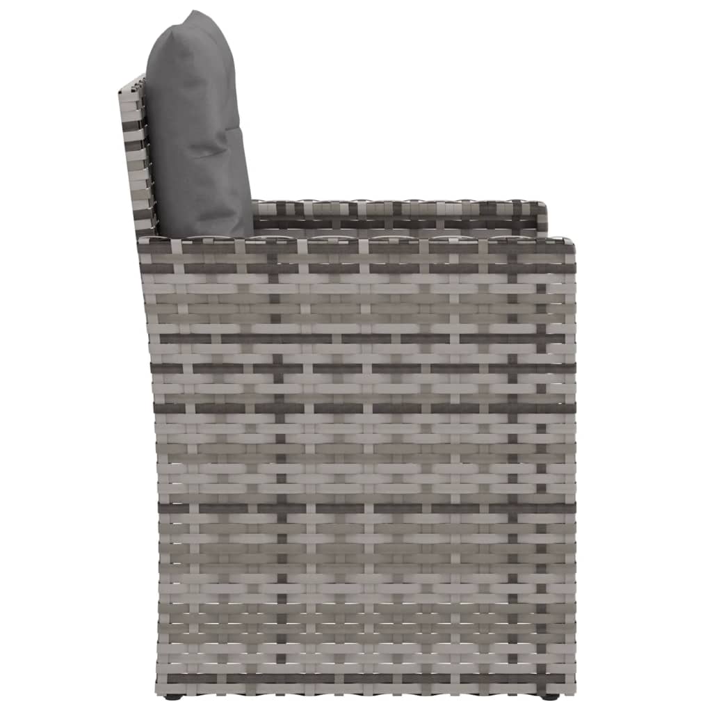vidaXL Patio Armchair with Cushions Gray Poly Rattan-3