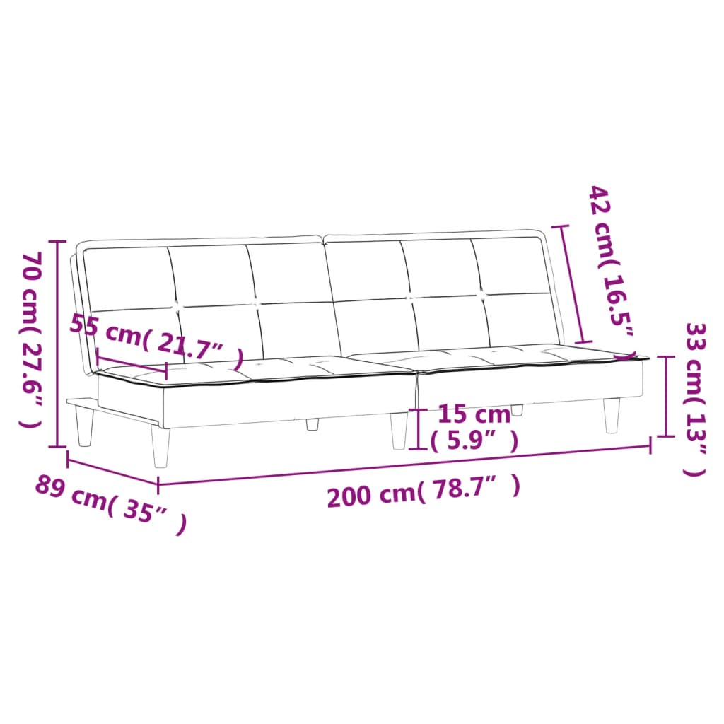 vidaXL Sofa Bed Fabric Sleeper Sofa Loveseat Recliner Chair Daybed Couch Bed-11