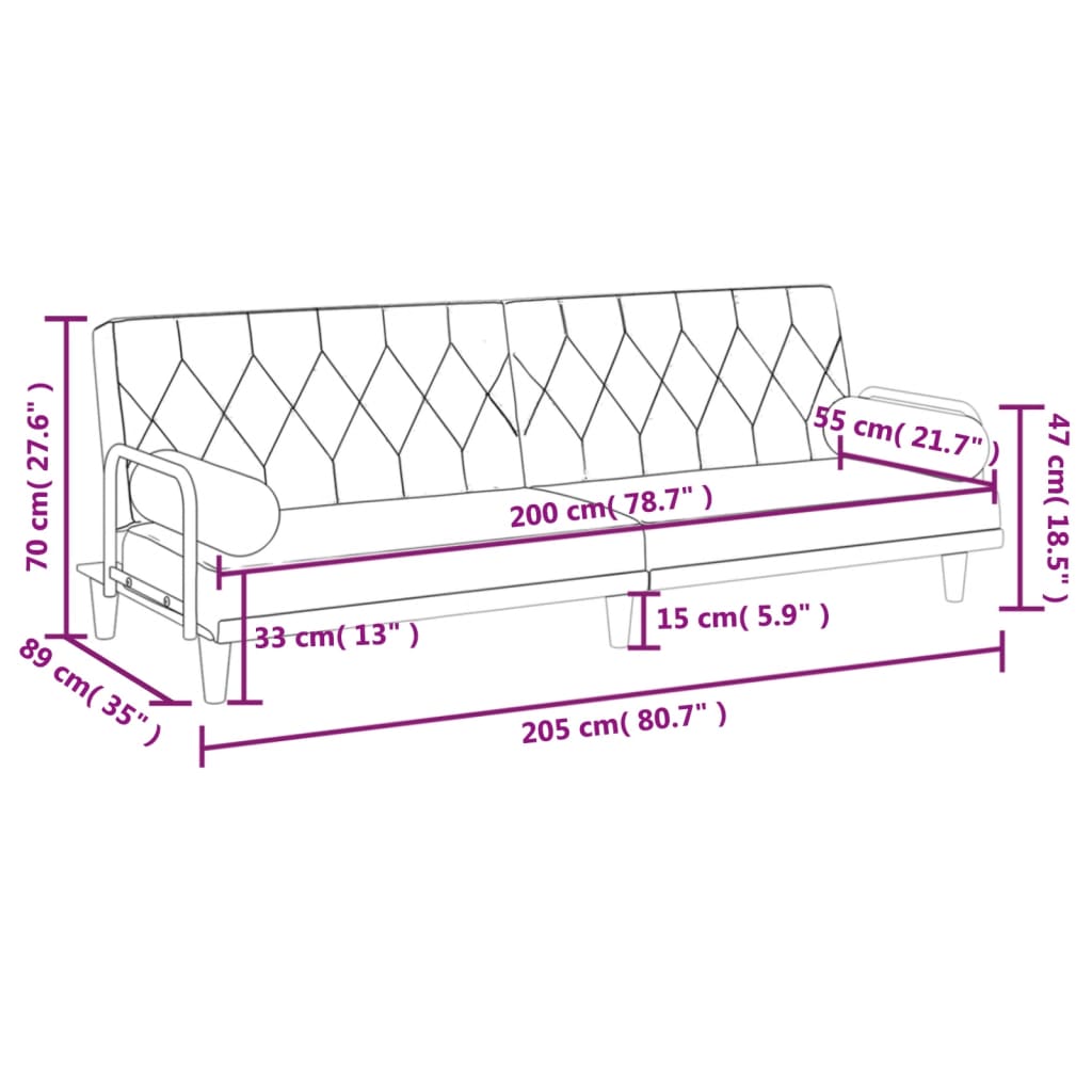 vidaXL Sofa Bed with Armrests Sleeper Sofa Loveseat Recliner Chair Fabric-8
