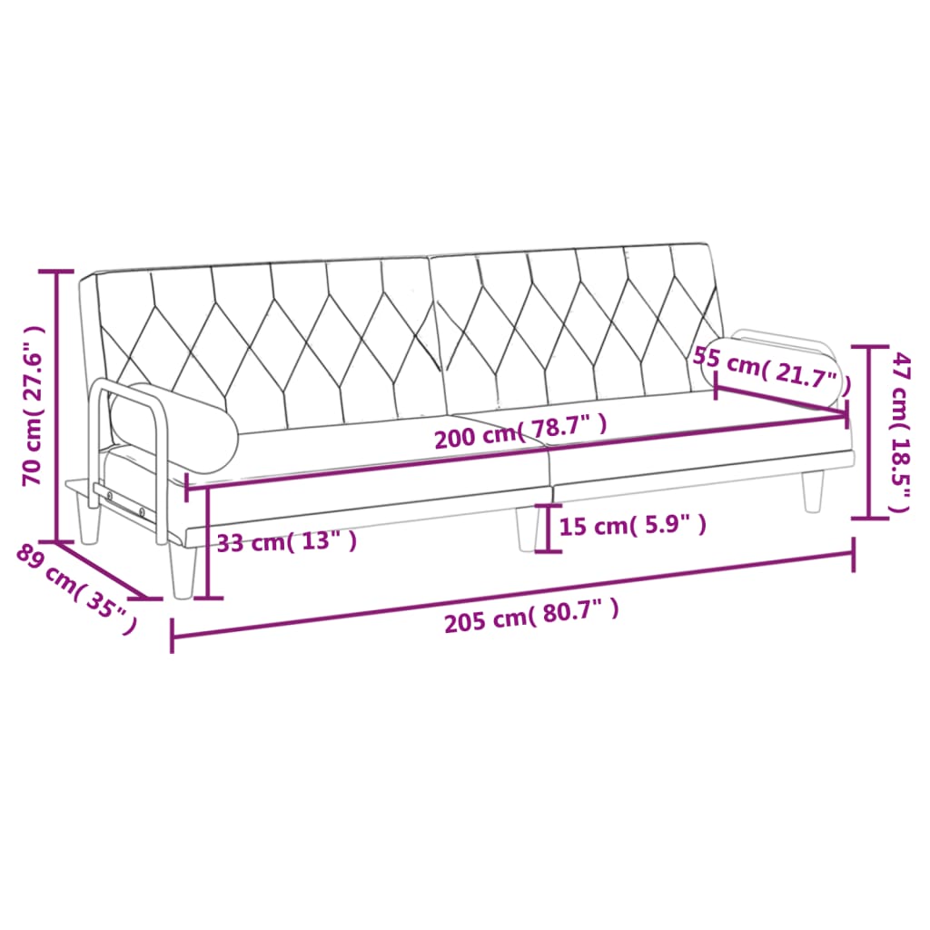 vidaXL Sofa Bed with Armrests Sleeper Sofa Loveseat Recliner Chair Fabric-15