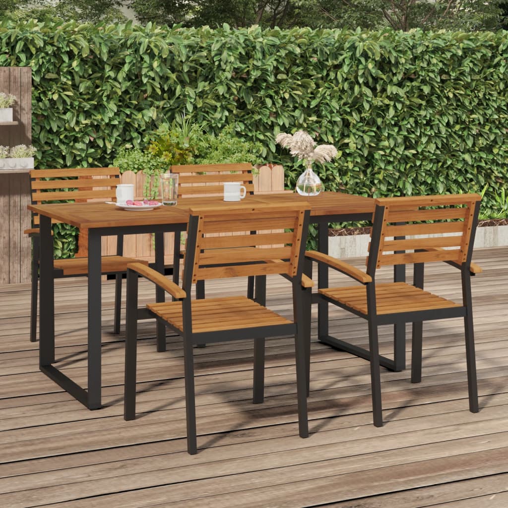 vidaXL Patio Table Dining Table with U-shaped Legs for Porch Solid Wood Acacia-7