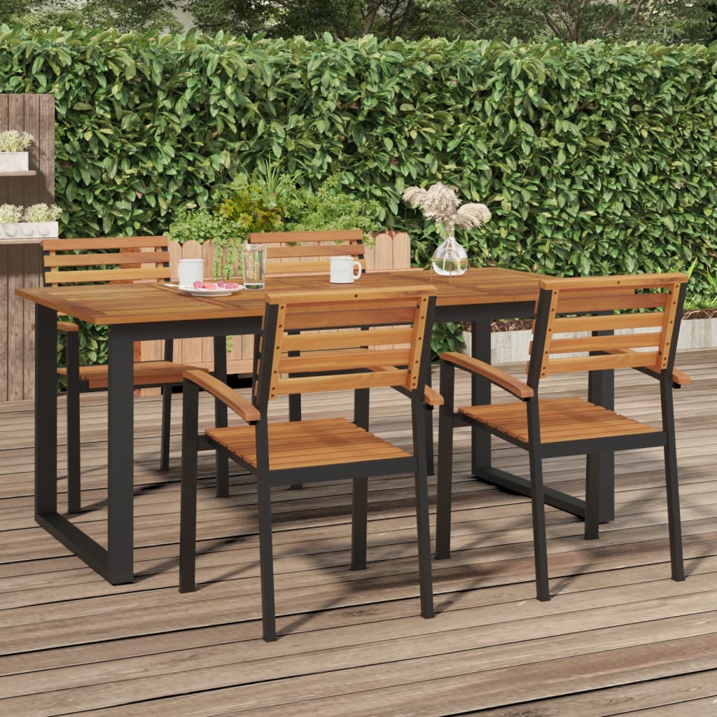 vidaXL Patio Table Dining Table with U-shaped Legs for Porch Solid Wood Acacia-35