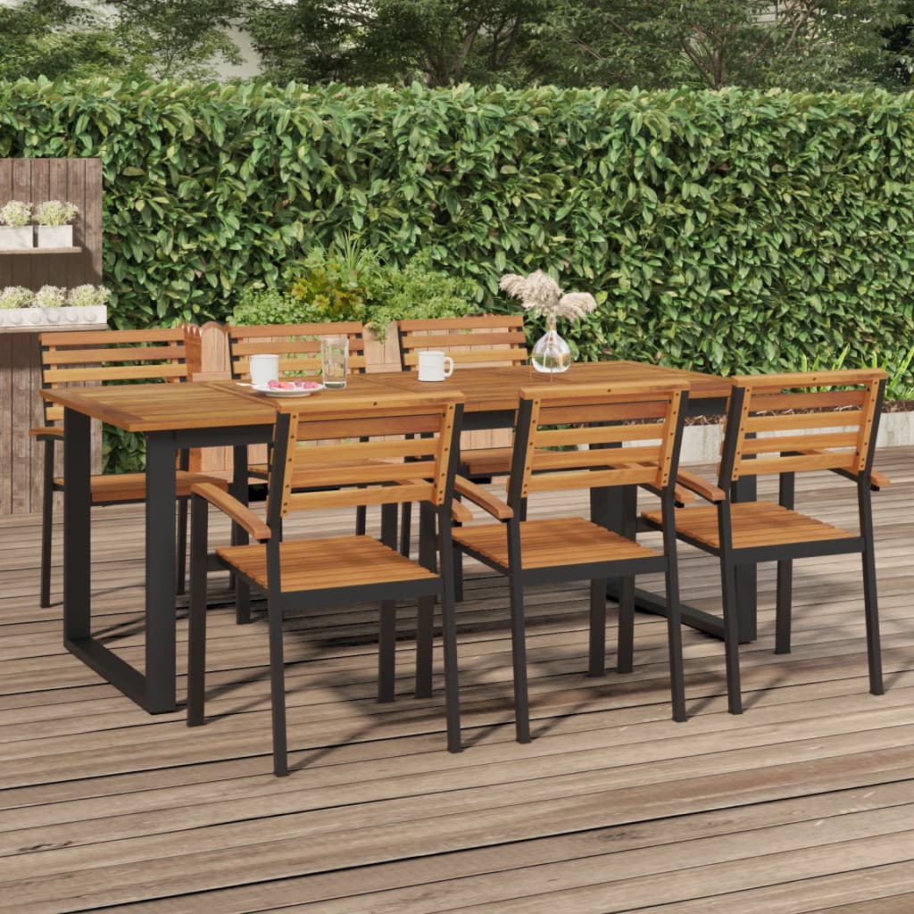vidaXL Patio Table Dining Table with U-shaped Legs for Porch Solid Wood Acacia-30