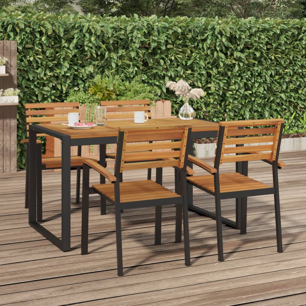 vidaXL Patio Table with U-shaped Legs 55.1"x31.5"x29.5" Solid Wood Acacia-9