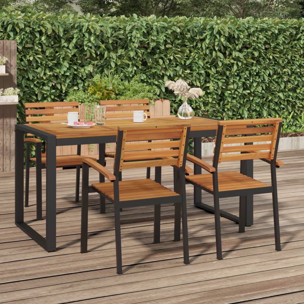 vidaXL Patio Table with U-shaped Legs 55.1"x31.5"x29.5" Solid Wood Acacia-7
