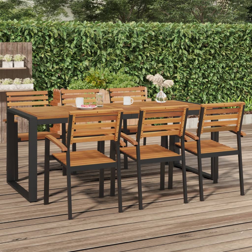 vidaXL Patio Table with U-shaped Legs 55.1"x31.5"x29.5" Solid Wood Acacia-31