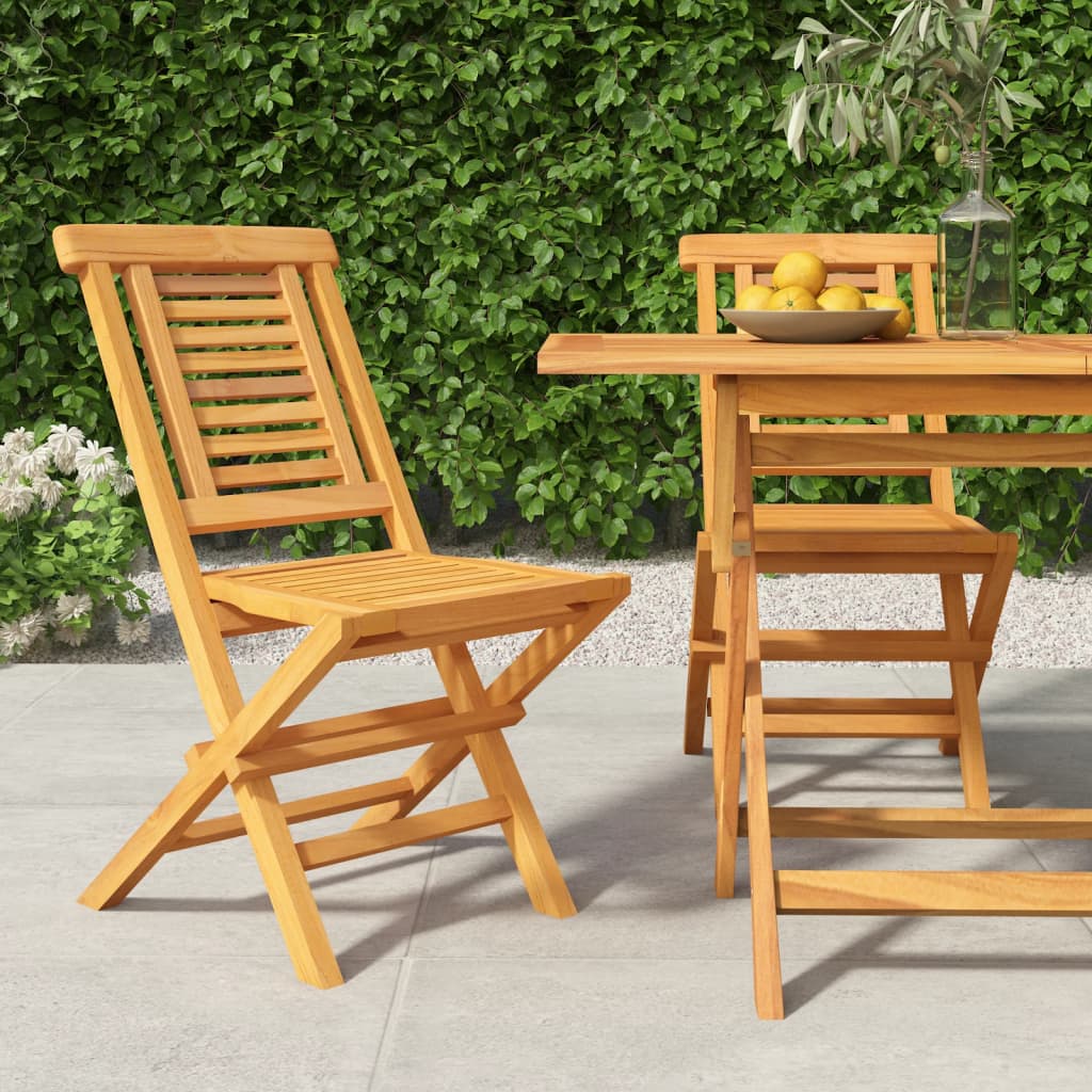 vidaXL Folding Patio Chairs 2 pcs 18.5"x24.8"x35.4" Solid Wood Teak-0