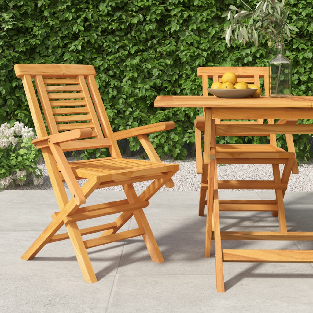 vidaXL Folding Patio Chairs 2 pcs 22"x24.8"x35.4" Solid Wood Teak-0