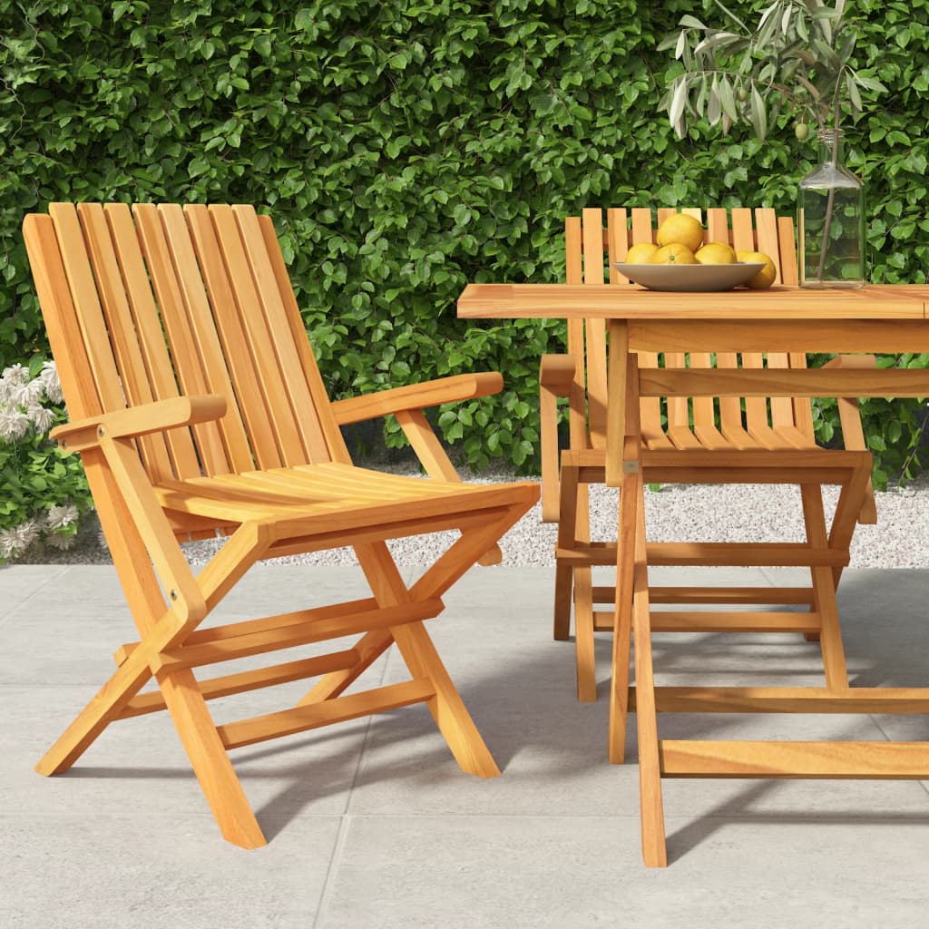 vidaXL Folding Patio Chairs 2 pcs 24"x26.4"x35.4" Solid Wood Teak-0