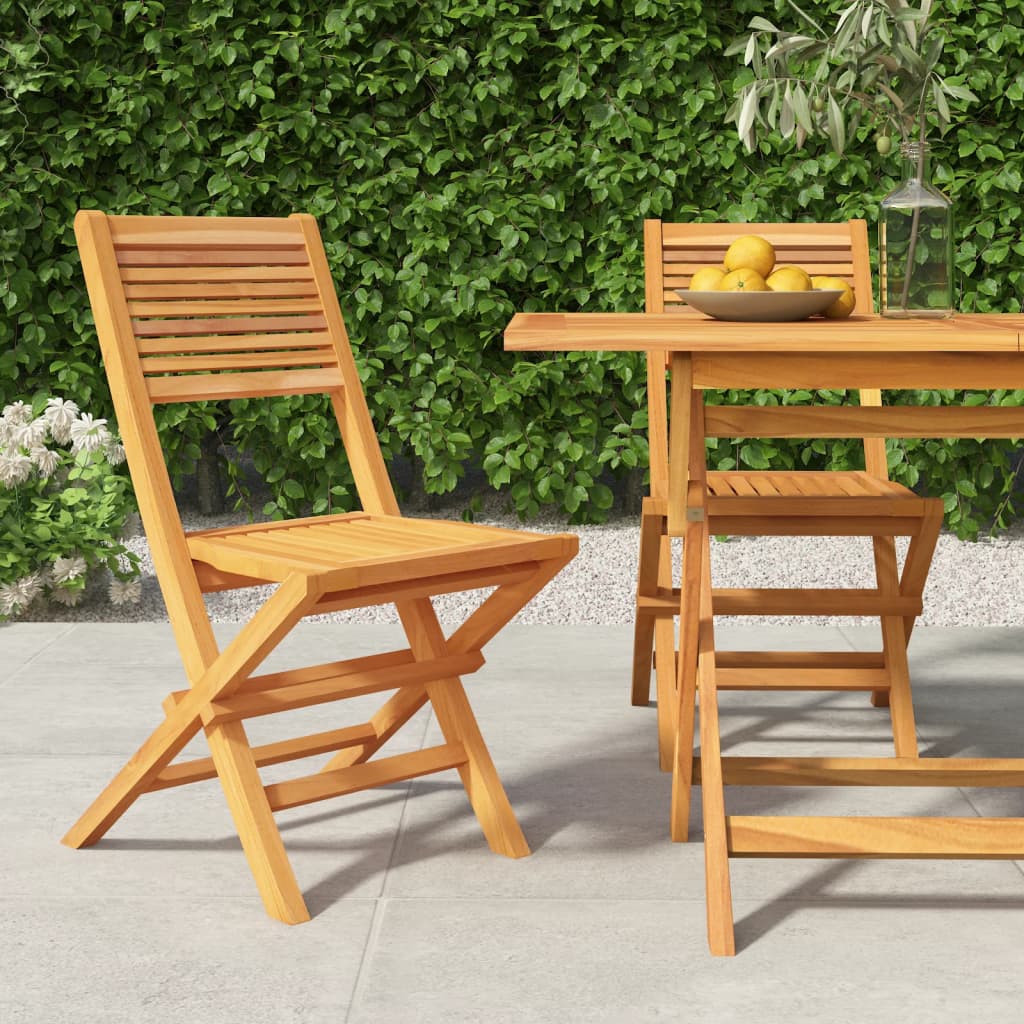 vidaXL Folding Patio Chairs 2 pcs 18.5"x24.4"x35.4" Solid Wood Teak-0