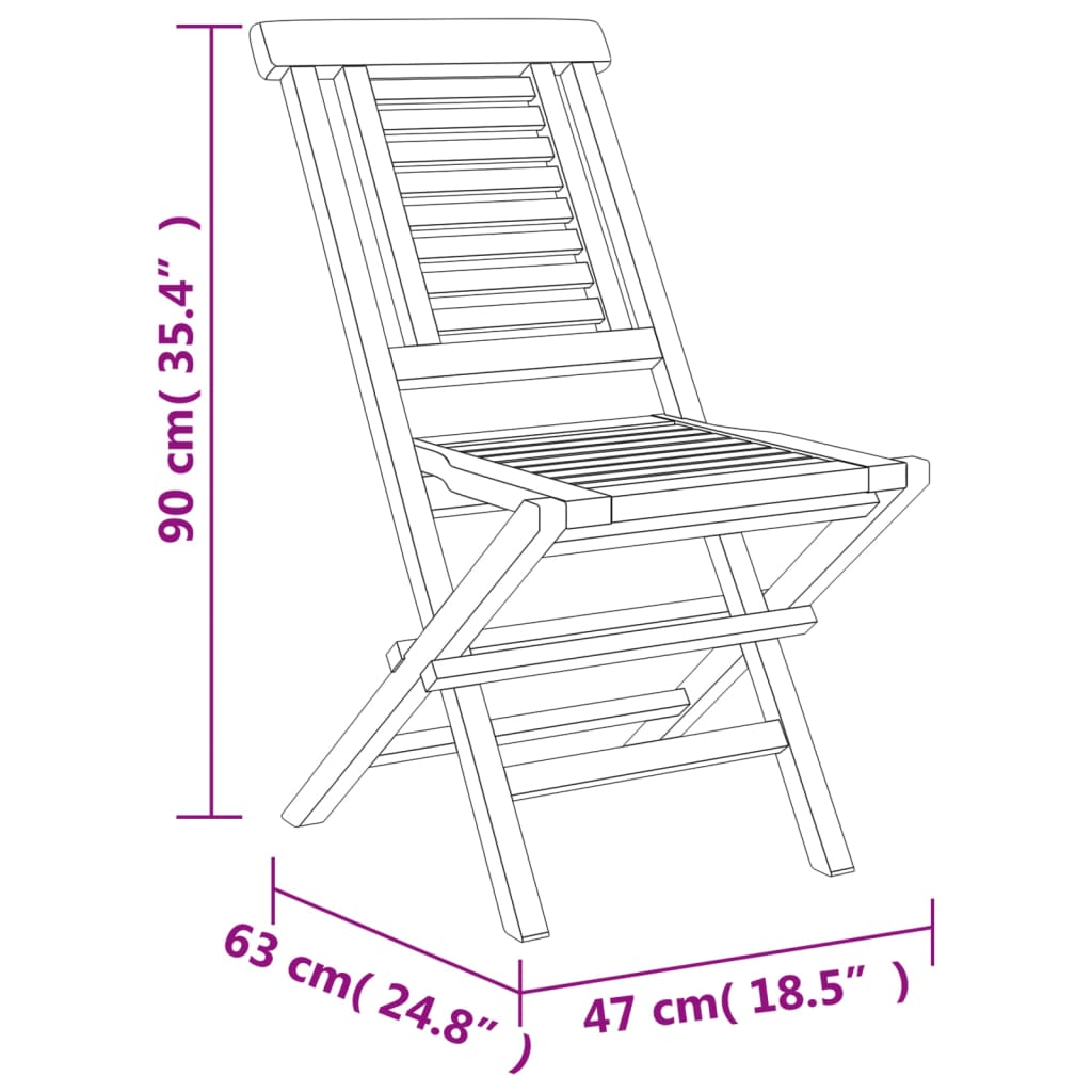 vidaXL Folding Patio Chairs 4 pcs 18.5"x24.8"x35.4" Solid Wood Teak-1
