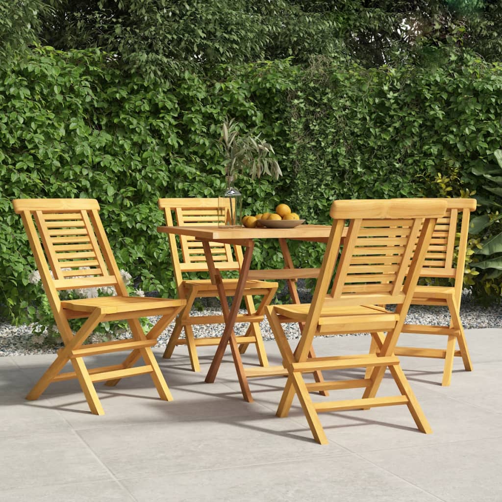 vidaXL Folding Patio Chairs 4 pcs 18.5"x24.8"x35.4" Solid Wood Teak-0