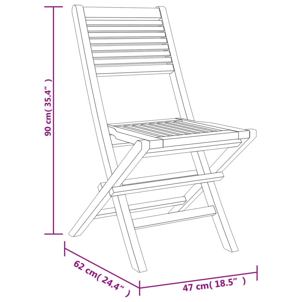 vidaXL Folding Patio Chairs 4 pcs 18.5"x24.4"x35.4" Solid Wood Teak-1