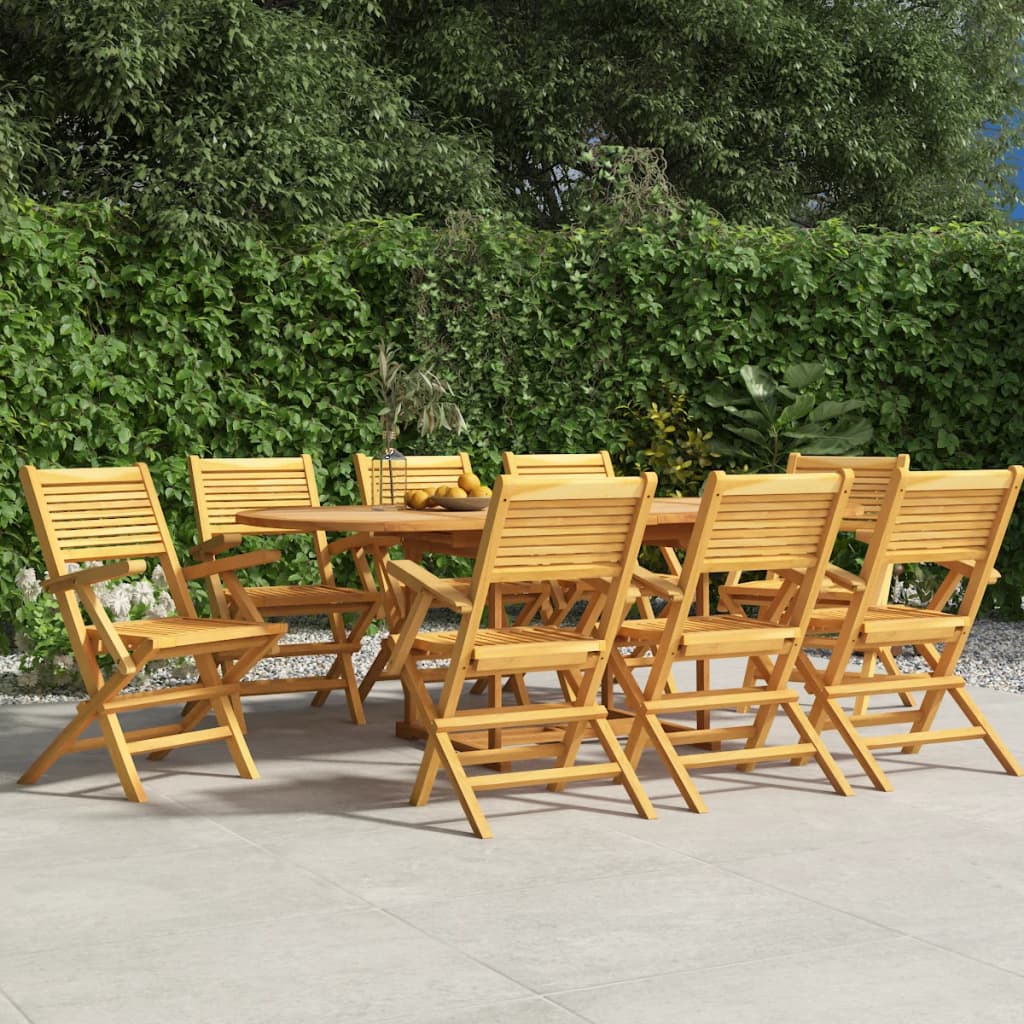 vidaXL Folding Patio Chairs 8 pcs 21.7"x24.4"x35.4" Solid Wood Teak-0