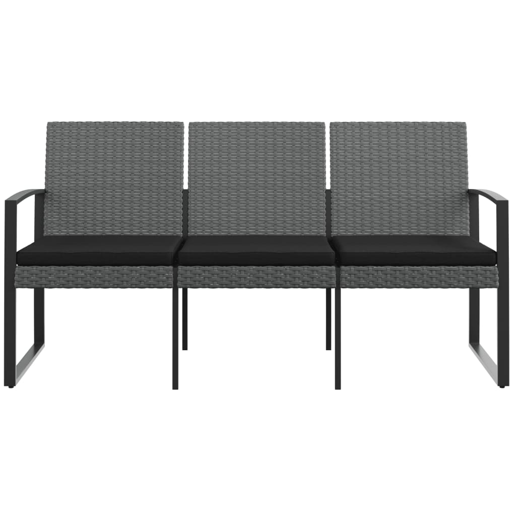 vidaXL Outdoor Bench 3-Seater Bench with Cushions for Porch Deck PP Rattan-17