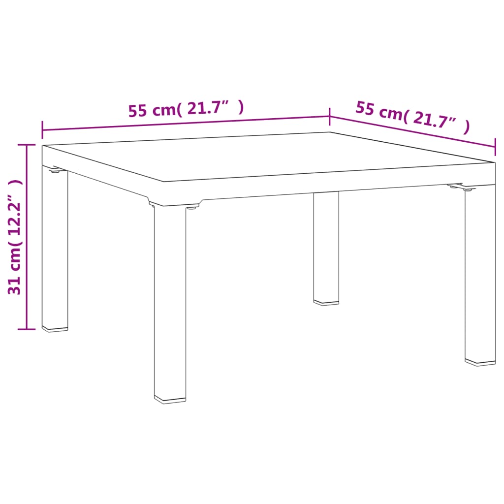 vidaXL Patio Coffee Table Gray 21.7"x21.7"x12.2" DPC and Steel-1