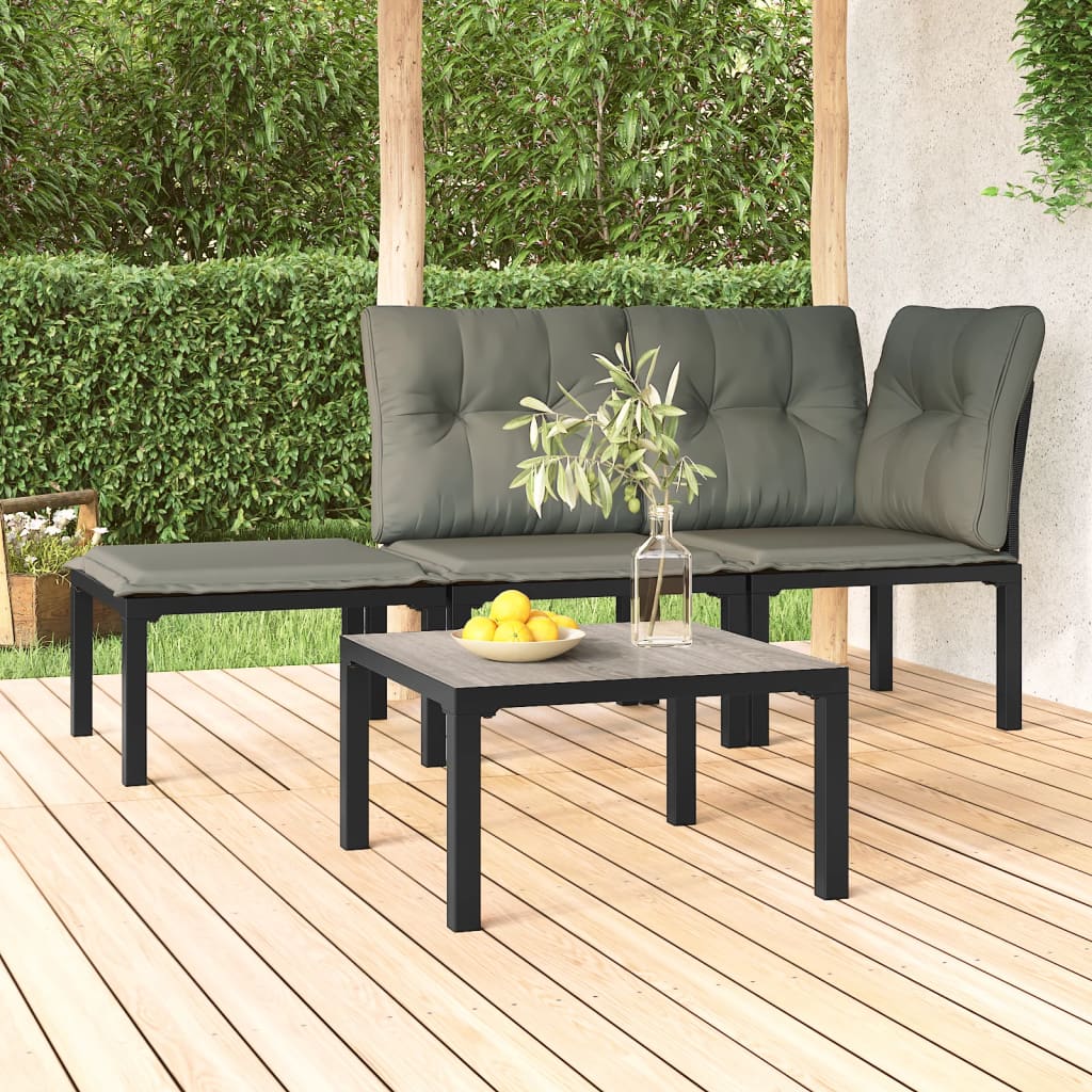 vidaXL Patio Coffee Table Gray 21.7"x21.7"x12.2" DPC and Steel-0