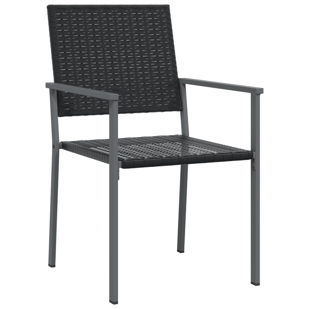 vidaXL Patio Chairs 2 pcs Black 21.3"x24.6"x35" Poly Rattan-1
