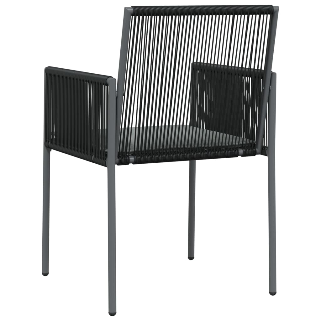 vidaXL Patio Chair Outdoor Chair with Cushions Patio Set Black Poly Rattan-23