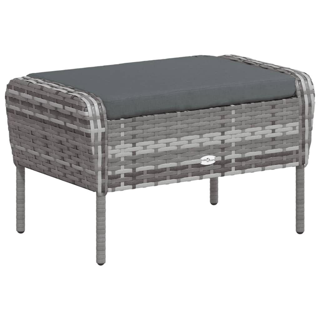 vidaXL Patio Chair Patio Furniture Seating Lawn Chair with Stool Poly Rattan-25