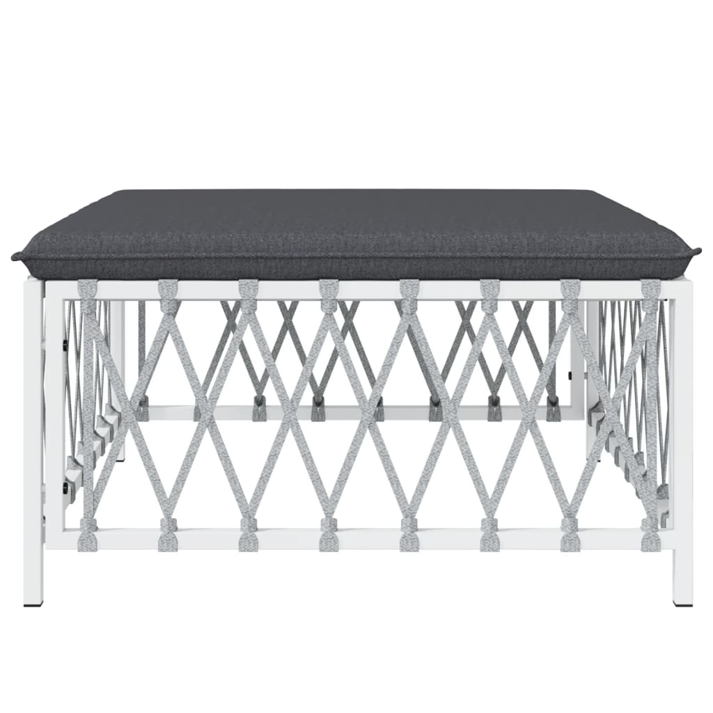 vidaXL Patio Footstool with Cushion White Woven Fabric-1