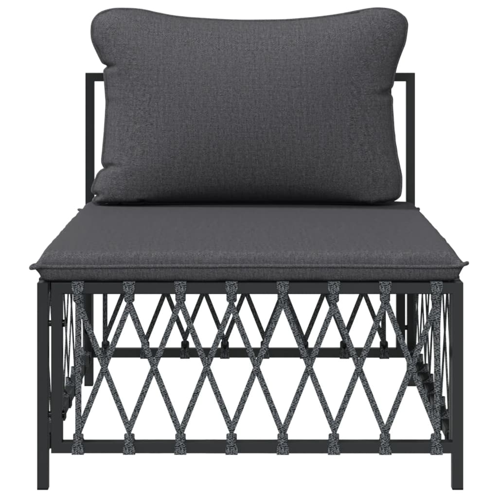 vidaXL Patio Middle Sofa with Cushions Anthracite Woven Fabric-1