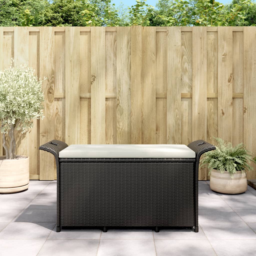 vidaXL Outdoor Storage Bench Patio Rattan Storage Box with Cushion Poly Rattan-10