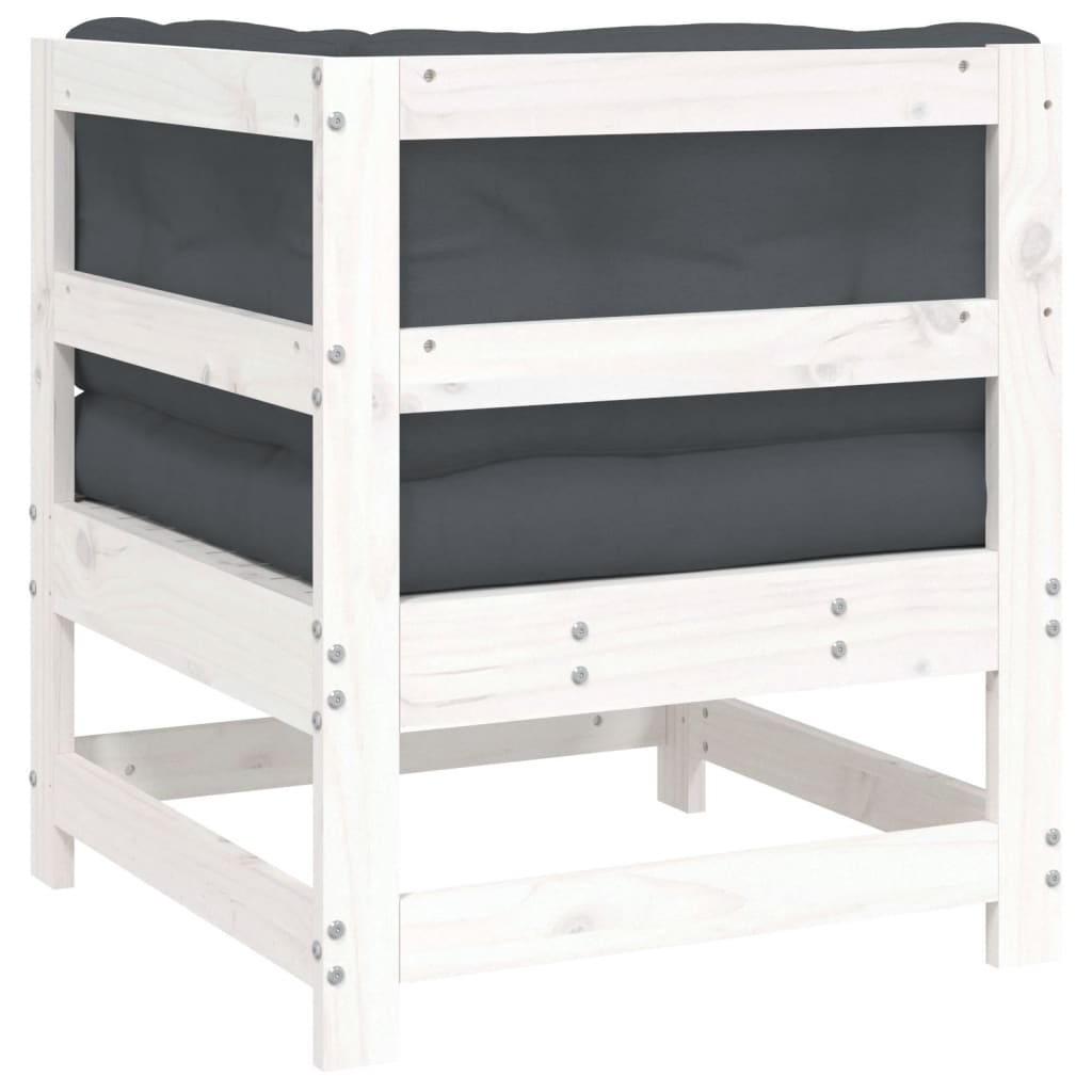 vidaXL Corner Sofa with Cushions White Solid Wood Pine-3