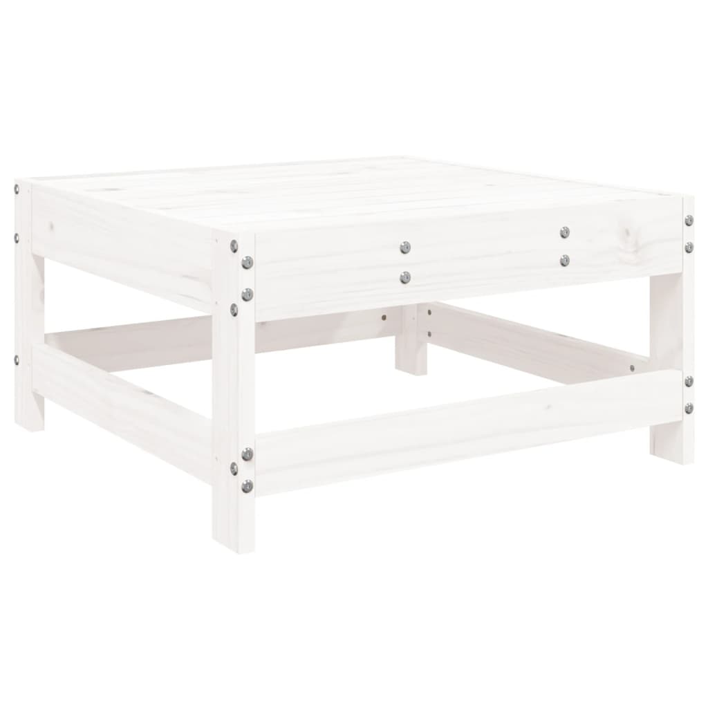 vidaXL Patio Footstool with Cushion White Solid Wood Pine-4