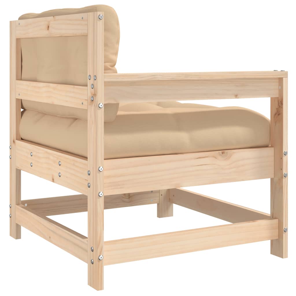 vidaXL Patio Chair with Cushions Solid Wood Pine-3