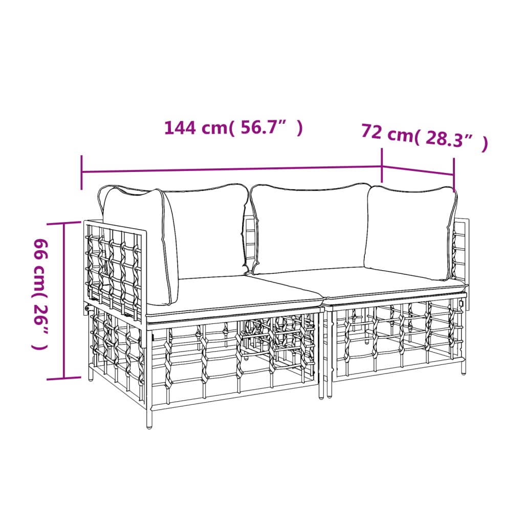 vidaXL Sectional Corner Sofas with Cushions 2 pcs Poly Rattan-5