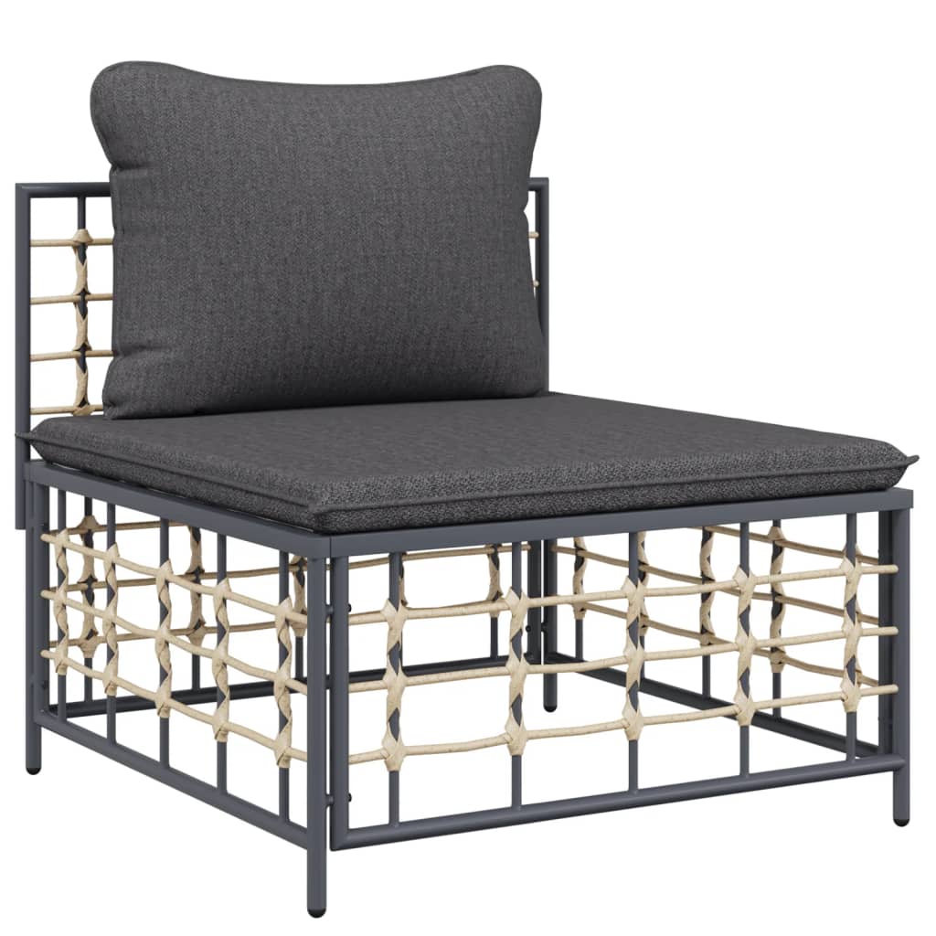 vidaXL Patio Furniture Set 5 Piece Sectional Sofa with Cushions Poly Rattan-0