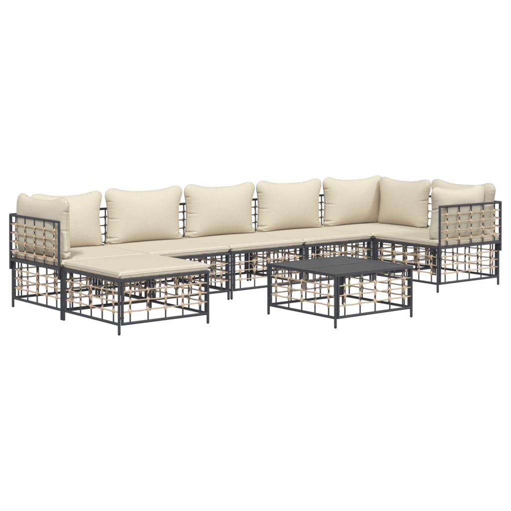 vidaXL 8 Piece Patio Lounge Set with Cushions Anthracite Poly Rattan-1