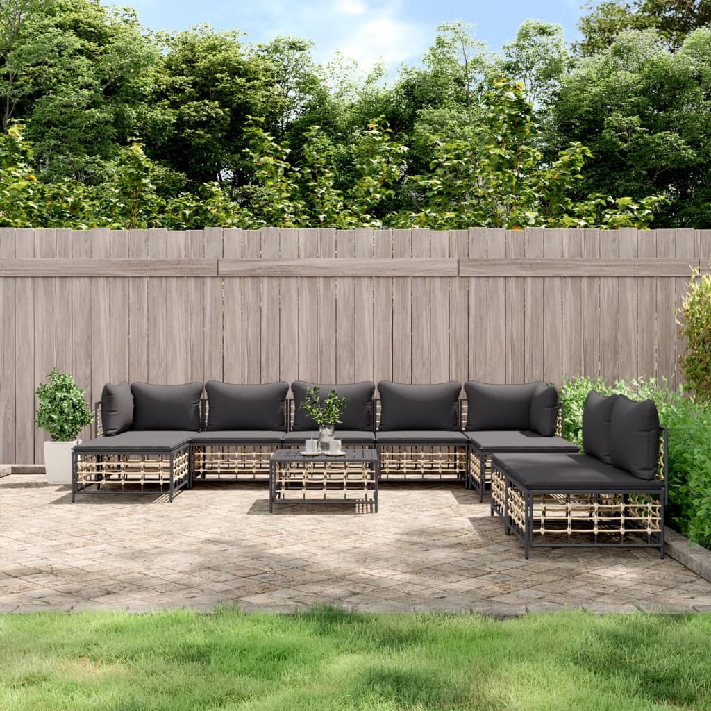 vidaXL Patio Furniture Set 10 Piece Sectional Sofa with Cushions Poly Rattan-6