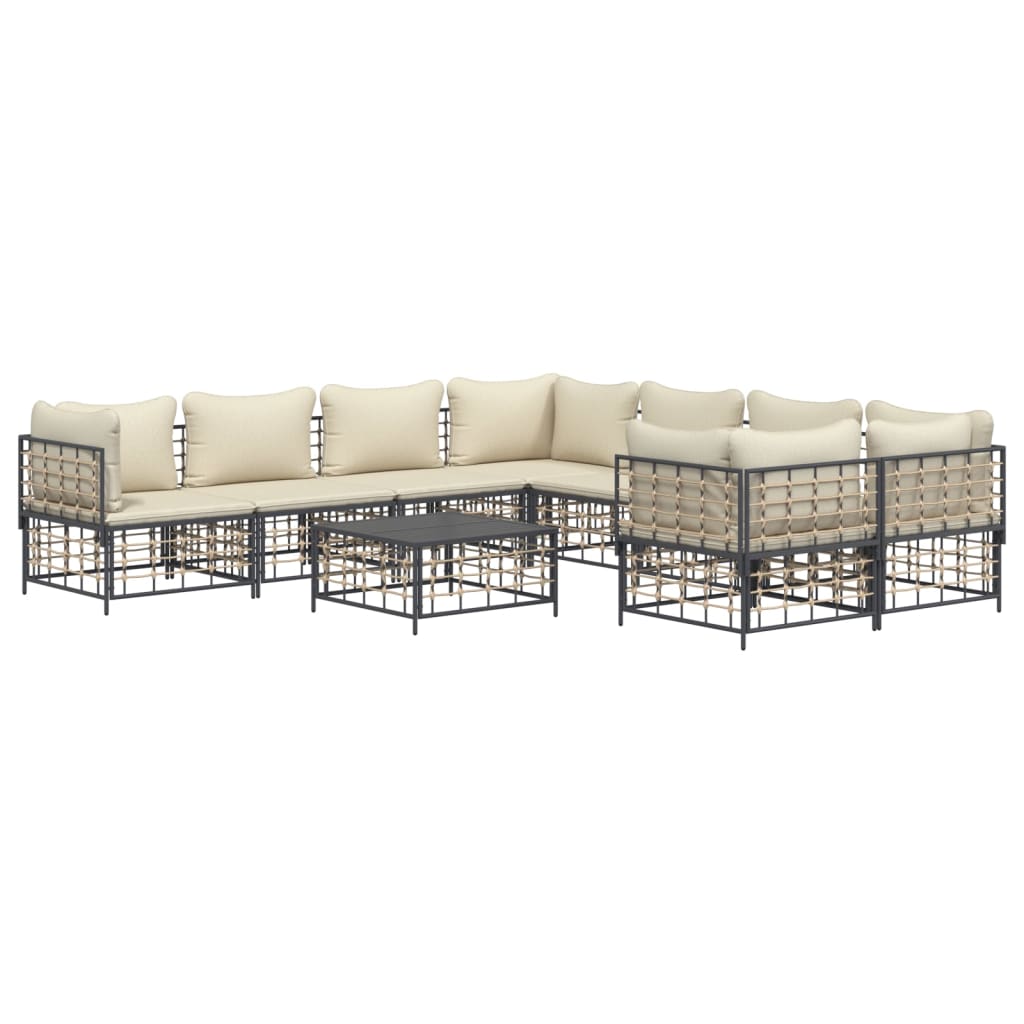 vidaXL Patio Furniture Set 9 Piece Sectional Sofa with Cushions Poly Rattan-0