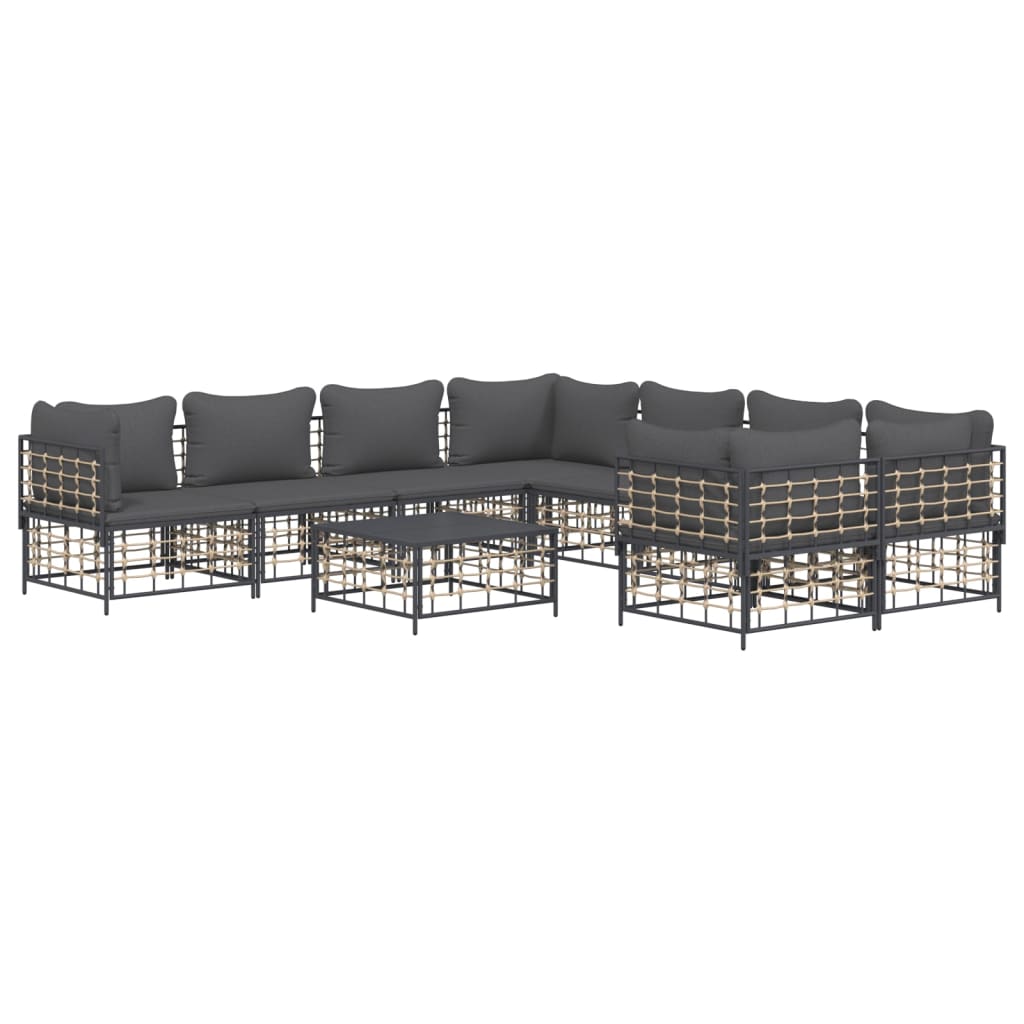 vidaXL Patio Furniture Set 9 Piece Sectional Sofa with Cushions Poly Rattan-2
